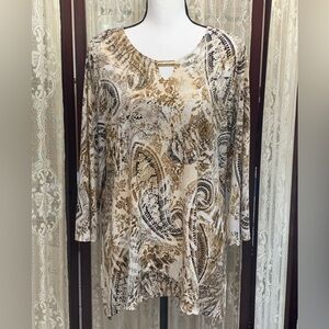 ALFRED DUNNER PAISLEY SEQUINED TOP - SZ MEDIUM